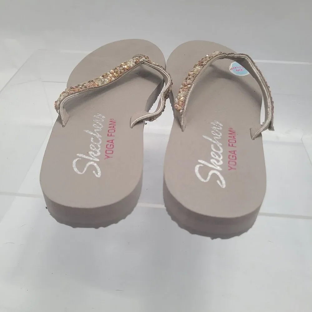 Skechers Women's Meditation Lotus Bae Rose Gold Thong Sandals US Size 10
